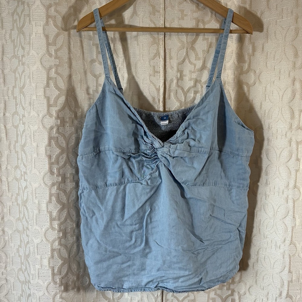 Old Navy Women's Plus Light Wash Denim Look Cami Tank Flowy Top 2X